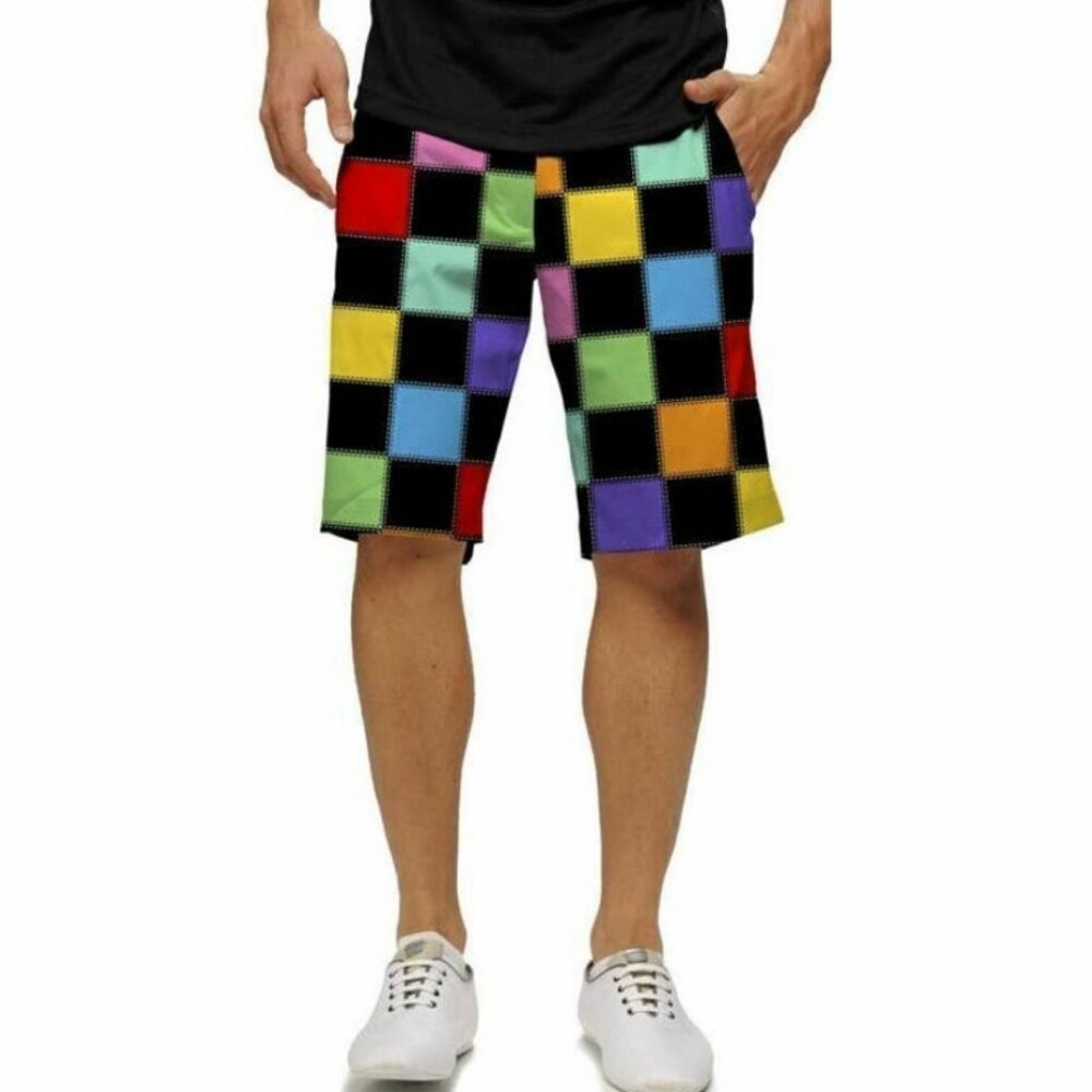 Loudmouth Hollywood Squares Men's Patchwork Golf Shorts SIZE 34